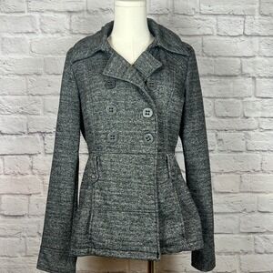 Ashley By 26 International Gray Double Breasted Peacoat Women's M Jacket Classic